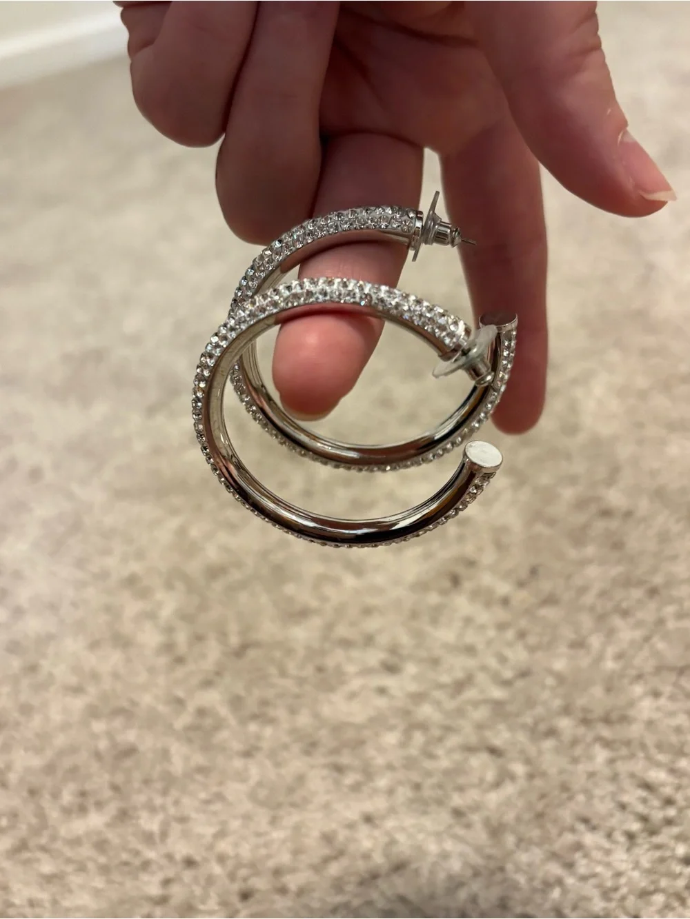 NEW kate spade Silver Pave Crystal Hoop Earrings